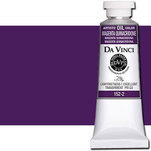 Da Vinci 152-2 Oil Color Paint, 37ml, Magenta Quinacridone; All permanent with the highest resistance to fading; This collection of professional oil colors is formulated with the finest raw materials from around the world and is the only brand made using 100 percent ASTM pigments; Soft and creamy consistency using pure and refined linseed oil; Conforms to ASTM-4302; UPC 643822152245 (DA VINCI DAV152-2 152-2 1522 ALVIN MAGENTA QUINACRIDONE)