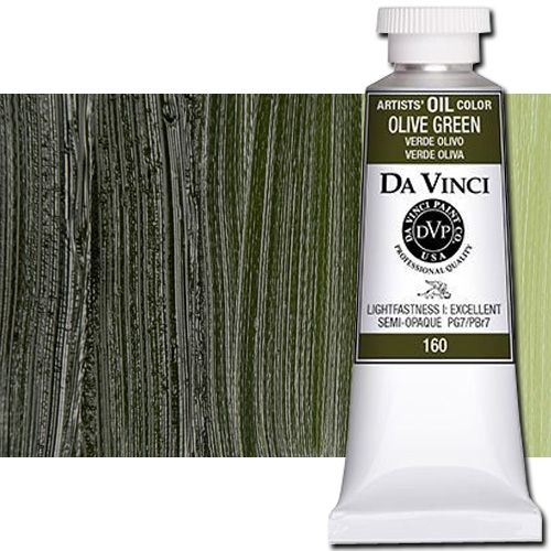 Da Vinci 160 Oil Color Paint, 37ml, Olive Green; All permanent with the highest resistance to fading; This collection of professional oil colors is formulated with the finest raw materials from around the world and is the only brand made using 100 percent ASTM pigments; Soft and creamy consistency using pure and refined linseed oil; Conforms to ASTM-4302; UPC 643822160400 (DA VINCI DAV160 160 ALVIN OLIVE GREEN)