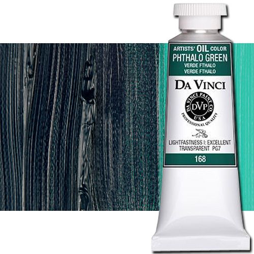 Da Vinci 168 Oil Color Paint, 37ml, Phthalo Green; All permanent with the highest resistance to fading; This collection of professional oil colors is formulated with the finest raw materials from around the world and is the only brand made using 100 percent ASTM pigments; Soft and creamy consistency using pure and refined linseed oil; Conforms to ASTM-4302; UPC 643822168406 (DA VINCI DAV168 168 ALVIN PHTHALO GREEN)