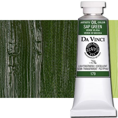 Da Vinci 179 Oil Color Paint, 37ml, Sap Green; All permanent with the highest resistance to fading; This collection of professional oil colors is formulated with the finest raw materials from around the world and is the only brand made using 100 percent ASTM pigments; Soft and creamy consistency using pure and refined linseed oil; Conforms to ASTM-4302; UPC 643822179402 (DA VINCI DAV179 179 ALVIN SAP GREEN)