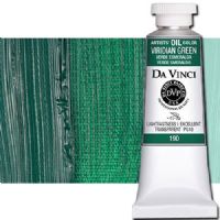 Da Vinci 190 Oil Color Paint, 37ml, Viridian Green; All permanent with the highest resistance to fading; This collection of professional oil colors is formulated with the finest raw materials from around the world and is the only brand made using 100 percent ASTM pigments; Soft and creamy consistency using pure and refined linseed oil; Conforms to ASTM-4302; UPC 643822190407 (DA VINCI DAV190 190 ALVIN VIRIDIAN GREEN) 