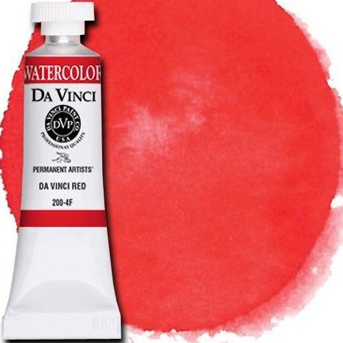 Da Vinci 200-4F Watercolor Paint, 15ml, Red; All Da Vinci watercolors are finely milled with a high concentration of premium pigment and dispersed in the finest quality natural gum; Expect high tinting strength, very good to excellent fade-resistance (Lightfastness I and II), and maximum vibrancy; Use straight from the tube or fill your own watercolor pans and rewet; UPC 643822200458 (DA VINCI 200-4F 200 4F 2004F DAVINCI2004F ALVIN 15ml RED)