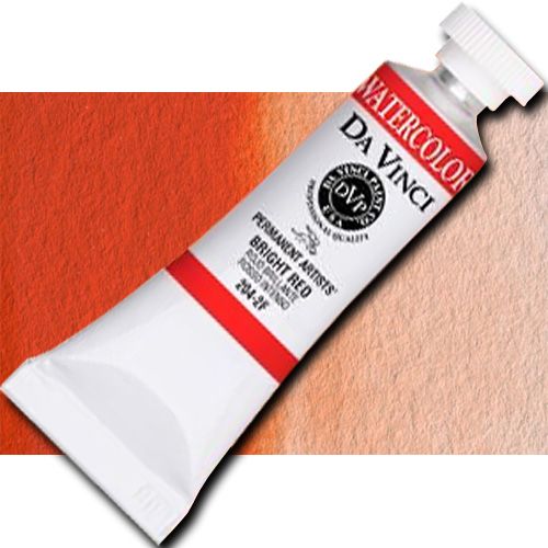 Da Vinci 204-2F Watercolor Paint, 15ml, Bright Red; All Da Vinci watercolors are finely milled with a high concentration of premium pigment and dispersed in the finest quality natural gum; Expect high tinting strength, very good to excellent fade-resistance (Lightfastness I and II), and maximum vibrancy; Use straight from the tube or fill your own watercolor pans and rewet; UPC 643822204258 (DA VINCI 204-2F 204 2042F DAVINCI2042F ALVIN 15ml BRIGHT RED)