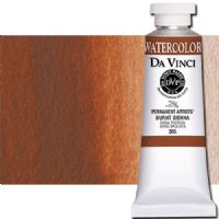 Da Vinci 205 Watercolor Paint, 37ml, Burnt Sienna; All Da Vinci watercolors have been reformulated with improved rewetting properties and are now the most pigmented watercolor in the world; Expect high tinting strength, maximum light-fastness, very vibrant colors, and an unbelievable value; Transparency rating: T=transparent, ST=semitransparent, O=opaque, SO=semi-opaque; UPC 643822205378 (DA VINCI DAV205 205 37ml ALVIN BURNT SIENNA) 