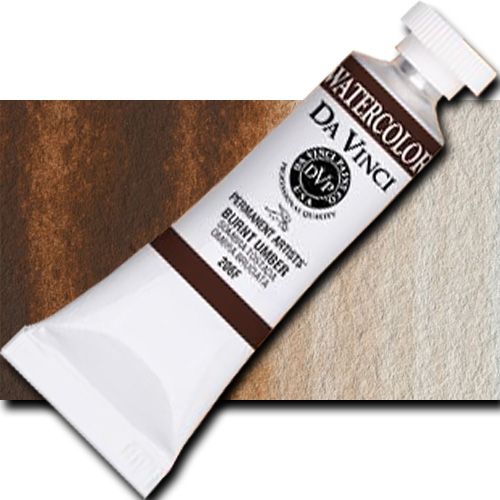 Da Vinci 206F Watercolor Paint, 15ml, Burnt Umber; All Da Vinci watercolors have been reformulated with improved rewetting properties and are now the most pigmented watercolor in the world; Expect high tinting strength, maximum light-fastness, very vibrant colors, and an unbelievable value; Sold by the each; UPC 643822206153 (DAVINCI206F DA VINCI 206F WATERCOLOR 15ml BURNT UMBER)