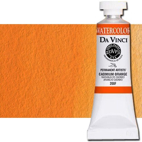 Da Vinci 208F Watercolor Paint, 15ml, Cadmium Orange; All Da Vinci watercolors have been reformulated with improved rewetting properties and are now the most pigmented watercolor in the world; Expect high tinting strength, maximum light-fastness, very vibrant colors, and an unbelievable value; Transparency rating: T=transparent, ST=semitransparent, O=opaque, SO=semi-opaque; UPC 643822208157 (DA VINCI DAV208F 208F 15ml ALVIN CADMIUM ORANGE)