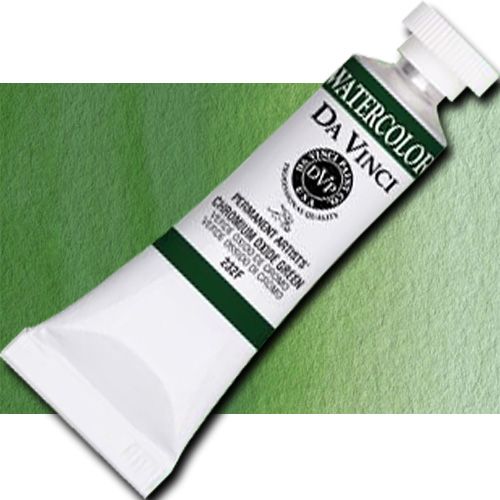 Da Vinci 232F Watercolor Paint, 15ml, Chromium Oxide Green; All Da Vinci watercolors are finely milled with a high concentration of premium pigment and dispersed in the finest quality natural gum; Expect high tinting strength, very good to excellent fade-resistance (Lightfastness I and II), and maximum vibrancy; Use straight from the tube or fill your own watercolor pans and rewet; UPC 643822232152 (DA VINCI 232F DAVINCI232F ALVIN 15ml CHROMIUM OXIDE GREEN)