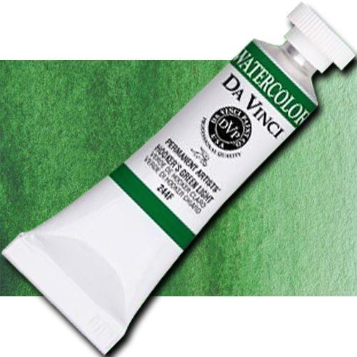 Da Vinci 244F Watercolor Paint, 15ml, Hookers Green Light; All Da Vinci watercolors are finely milled with a high concentration of premium pigment and dispersed in the finest quality natural gum; Expect high tinting strength, very good to excellent fade-resistance (Lightfastness I and II), and maximum vibrancy; Use straight from the tube or fill your own watercolor pans and rewet; UPC 643822244155 (DA VINCI 244F DAVINCI244F ALVIN 15ml HOOKERS GREEN LIGHT)