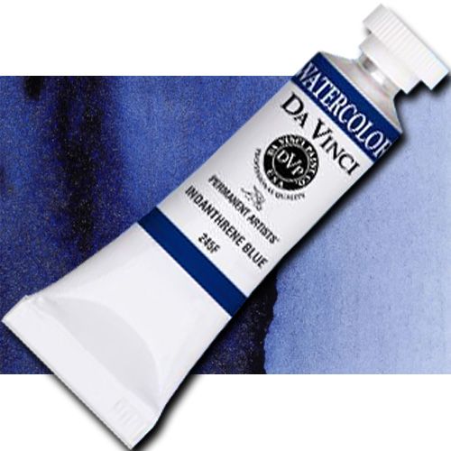 Da Vinci 245F Watercolor Paint, 15ml, Indanthrene Blue; All Da Vinci watercolors are finely milled with a high concentration of premium pigment and dispersed in the finest quality natural gum; Expect high tinting strength, very good to excellent fade-resistance (Lightfastness I and II), and maximum vibrancy; Use straight from the tube or fill your own watercolor pans and rewet; UPC 643822245152 (DA VINCI 245F DAVINCI245F ALVIN 15ml INDANTHRENE BLUE)
