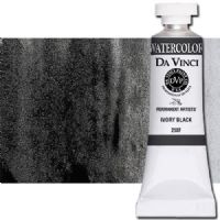 Da Vinci 250F Watercolor Paint, 15ml, Ivory Black; All Da Vinci watercolors have been reformulated with improved rewetting properties and are now the most pigmented watercolor in the world; Expect high tinting strength, maximum light-fastness, very vibrant colors, and an unbelievable value; Transparency rating: T=transparent, ST=semitransparent, O=opaque, SO=semi-opaque; UPC 643822250156 (DA VINCI DAV250F 250F 15ml ALVIN IVORY BLACK) 