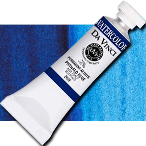 Da Vinci 267F Watercolor Paint, 15ml, Phthalo Blue; All Da Vinci watercolors are finely milled with a high concentration of premium pigment and dispersed in the finest quality natural gum; Expect high tinting strength, very good to excellent fade-resistance (Lightfastness I and II), and maximum vibrancy; Use straight from the tube or fill your own watercolor pans and rewet; UPC 643822267154 (DA VINCI 267F DAVINCI267F ALVIN 15ml PHTHALO BLUE)