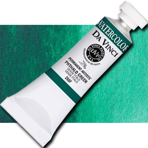 Da Vinci 268F Watercolor Paint, 15ml, Phthalo Green; All Da Vinci watercolors are finely milled with a high concentration of premium pigment and dispersed in the finest quality natural gum; Expect high tinting strength, very good to excellent fade-resistance (Lightfastness I and II), and maximum vibrancy; Use straight from the tube or fill your own watercolor pans and rewet; UPC 643822268154 (DA VINCI 268F DAVINCI268F ALVIN 15ml PHTHALO GREEN)
