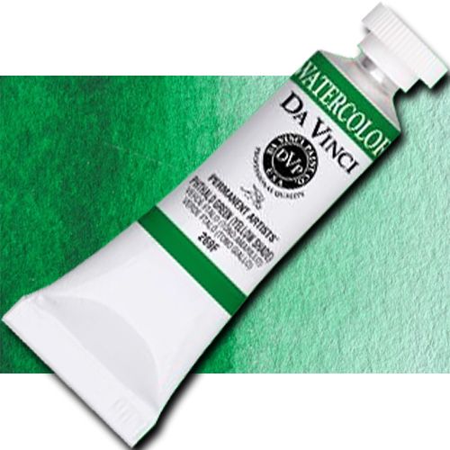 Da Vinci 269F Watercolor Paint, 15ml, Phthalo Green Yellow Shade; All Da Vinci watercolors are finely milled with a high concentration of premium pigment and dispersed in the finest quality natural gum; Expect high tinting strength, very good to excellent fade-resistance (Lightfastness I and II), and maximum vibrancy; Use straight from the tube or fill your own watercolor pans and rewet; UPC 643822269158 (DA VINCI 269F DAVINCI269F ALVIN 15ml PHTHALO GREEN YELLOW SHADE)