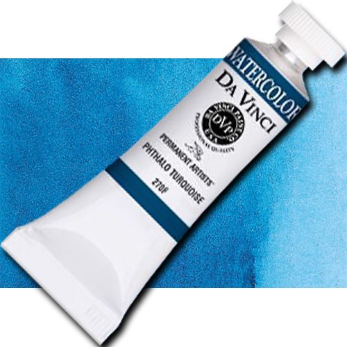 Da Vinci 270F Watercolor Paint, 15ml, Phthalo Turquoise; All Da Vinci watercolors are finely milled with a high concentration of premium pigment and dispersed in the finest quality natural gum; Expect high tinting strength, very good to excellent fade-resistance (Lightfastness I and II), and maximum vibrancy; Use straight from the tube or fill your own watercolor pans and rewet; UPC 643822270154 (DA VINCI 270F DAVINCI270F ALVIN 15ml PHTHALO TURQUOISE)