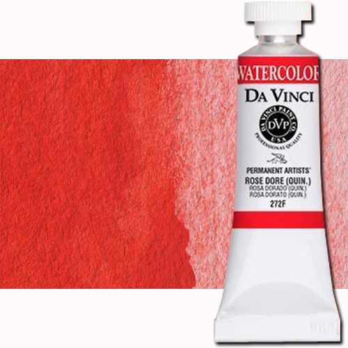 Da Vinci 272F Watercolor Paint, 15ml, Rose Dore; All Da Vinci watercolors have been reformulated with improved rewetting properties and are now the most pigmented watercolor in the world; Expect high tinting strength, maximum light-fastness, very vibrant colors, and an unbelievable value; Transparency rating: T=transparent, ST=semitransparent, O=opaque, SO=semi-opaque; UPC 643822272158 (DA VINCI DAV272F 272F 15ml ALVIN ROSE DORE)