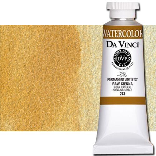 Da Vinci 273 Watercolor Paint, 37ml, Raw Sienna; All Da Vinci watercolors have been reformulated with improved rewetting properties and are now the most pigmented watercolor in the world; Expect high tinting strength, maximum light-fastness, very vibrant colors, and an unbelievable value; Transparency rating: T=transparent, ST=semitransparent, O=opaque, SO=semi-opaque; UPC 643822273377 (DA VINCI DAV273 273 37ml RAW SIENNA)