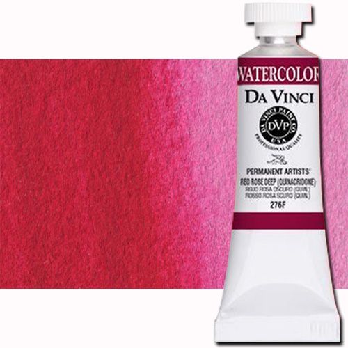 Da Vinci 276F Watercolor Paint, 15ml, Red Rose Deep; All Da Vinci watercolors have been reformulated with improved rewetting properties and are now the most pigmented watercolor in the world; Expect high tinting strength, maximum light-fastness, very vibrant colors, and an unbelievable value; Transparency rating: T=transparent, ST=semitransparent, O=opaque, SO=semi-opaque; UPC 643822276156 (DA VINCI DAV276F 276F 15ml ALVIN RED ROSE DEEP)