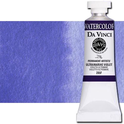 Da Vinci 285F Watercolor Paint, 15ml, Ultramarine Violet; All Da Vinci watercolors have been reformulated with improved rewetting properties and are now the most pigmented watercolor in the world; Expect high tinting strength, maximum light-fastness, very vibrant colors, and an unbelievable value; Transparency rating: T=transparent, ST=semitransparent, O=opaque, SO=semi-opaque; UPC 643822285158 (DA VINCI DAV285F 285F 15ml ALVIN ULTRAMARINE VIOLET)