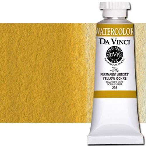 Da Vinci 292 Watercolor Paint, 37ml, Yellow Ochre; All Da Vinci watercolors have been reformulated with improved rewetting properties and are now the most pigmented watercolor in the world; Expect high tinting strength, maximum light-fastness, very vibrant colors, and an unbelievable value; Transparency rating: T=transparent, ST=semitransparent, O=opaque, SO=semi-opaque; UPC 643822292378 (DA VINCI DAV292 292 37ml YELLOW OCHRE)
