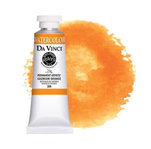 Da Vinci DAV208 rtists' Watercolor Paint 37ml Cadmium Orange; All Da Vinci watercolors have been reformulated with improved rewetting properties and are now the most pigmented watercolor in the world; Expect high tinting strength, maximum light-fastness, very vibrant colors, and an unbelievable value; Transparency rating: T=transparent, ST=semitransparent, O=opaque, SO=semi-opaque; Sold by the each; Shipping Weight 0.25 lb; UPC 64382220837 (DAVINCIDAV208 DAVINCI-DAV208 ARTISTS-DAV208 PAINTING)