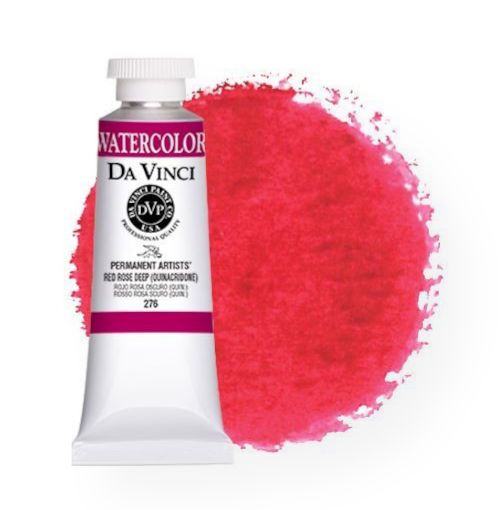 Da Vinci DAV276 Watercolor Paint 37ml Red Rose Deep; All Da Vinci watercolors have been reformulated with improved rewetting properties and are now the most pigmented watercolor in the world; Expect high tinting strength, maximum light-fastness, very vibrant colors, and an unbelievable value; Transparency rating: T=transparent, ST=semitransparent, O=opaque, SO=semi-opaque; UPC 643822276378 (DAVINCIDAV276 DAVINCI-DAV276 PAINTING)