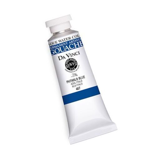 Da Vinci DAV467 Gouache Opaque Watercolor 37ml Phthalo Blue; Da Vinci's artists' quality opaque watercolors are specially formulated for designers and professionals; Permanent, non-toxic pigments are carefully dispersed in a natural gum to create brilliant colors; Conforms to ASTM D-5724; Lightfastness rating: I = excellent, or II = very good; UPC 643822467370 (DAVINCIDAV467 DAVINCI-DAV467 PAINTING)