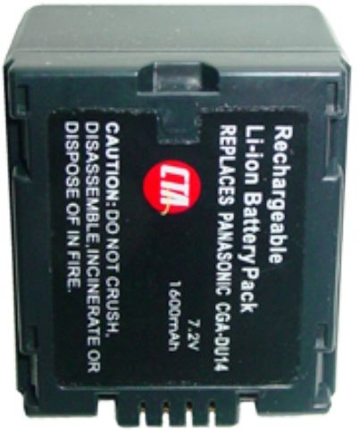 CTA Digital DB-DU14 Model Panasonic CGA-DV14 Lithium-Ion Battery 1600 mAh Capacity, 7.2 Voltage, Talk Time: Up To 4.75 Hours on a single charge, Ultra high capacity longer lasting Li-Ion Battery; No memory effect, or fully drain your battery before charging (DBDU14 DB DU14 DBD-U14 656777002046)
