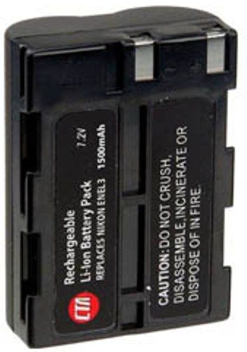 CTA Digital DB-ENEL3 Model Nikon EN-EL3 Lithium-Ion Battery 1200 mAh Capacity, 7.4 Voltage, Run Time: 1.5 hour on a Single charge, Ultra high capacity longer lasting Li-Ion Battery; No memory effect, or fully drain your battery before charging (DBENEL3 DB ENEL3 DBE-NEL3 656777001421)