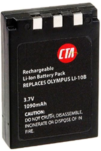 CTA Digital DB-LI10B Model Olympus LI-10B Lithium-Ion Battery 1090 mAh Capacity, 3.7 Voltage, Run Time: 250 Shots a Single charge, Ultra high capacity longer lasting Li-Ion Battery; No memory effect or fully drain your battery before charging (DBLI10B DB LI10B DB-LI10 656777001605)