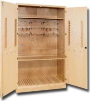 Hann DC-2 Sixty Inch 36-Student Drafting Supply Cabinet, Specially designed hooks and holders mounted in the cabinet, Drawing boards (18” x 24”) are stored vertically in slots along the bottom row, Room for future expansion on the back of each door, Master keyed locks included, Dimensions 60" x 22" x 84", Weight 480 Lbs (HANNDC2 HANN DC2 DC 2 HANN-DC2 DC-2) 