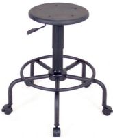 Alvin DC207A Utility Stool, 1" thick black polyurethane swivel seat that is 13-1/2" in diameter, Pneumatic lift allows height adjustment from 20" to 25", 23" diameter black powder-coated tubular steel base provides excellent stability and comfort with its built-in foot ring, UPC 088354948827 (DC-207A DC 207A DC207) 