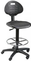 Alvin DC249 LabTek Black Utility Chair; Rugged drafting-height chair with a polyurethane seat and backrest that is built to withstand heavy use in labs and other work environments; Resists punctures, water, and most chemicals; Comes complete with a height-adjustable, 18" diameter, chrome foot ring; UPC 88354808879 (DC249 DC-249 DC249-BLACK ALVINDC249 ALVIN-DC249-BLACK ALVIN-DC-249) 
