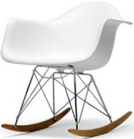 Wholesale Interiors DC-311W-WHITE Rocking Chair White Plastic, Heavy-duty plastic seat for lasting durability, Eiffel base in chrome finish provides strong support, Contoured back and light-stained ash wood rockers will lull you into a relaxing state after a busy day, Eye-catching addition to your decor, 14.5" Seat Height, 17" Seat Depth , 16" Seat Width, UPC 878445004798 (DC311WWHITE DC-311W-WHITE DC 311W WHITE DC-311W DC-311W DC 311W) 