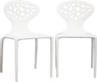 Wholesale Interiors DC-317-WHITE Durante Plastic Molded Chair, Heavy-duty white molded plastic seat gives the chair a fresh, clean look, Unique cut-out design on backrest adds personality and charm to your space, Conveniently stackable and versatile, Contemporary addition to your decor, 18" Seat Height, 14" Seat Depth, Set includes two chairs, UPC 878445008932 (DC317WHITE DC-317-WHITE DC 317 WHITE DC317 DC-317 DC 317) 