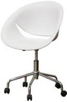 Wholesale Interiors DC-337D-WHITE Justina White Molded Plastic Modern Swivel Office Chair, Contemporary office chair, Clean, crisp white molded plastic seat with matte finish, Steel base with chrome finish, Black plastic caster wheels, Adjustable seat height, 360 degree swivel, UPC 847321001398 (DC337DWHITE DC-337D-WHITE DC 337D WHITE) 