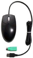 HP Hewlett Packard DC369A USB 2-button scrolling mouse with USB to PS/2 adapter, Carbon Black, 5.0V Supply voltage (USB mode), 5.0V Supply voltage (PS/2 mode), 95-mA maximum Power consumption, USB & PS/2 combo System interface, Fits either hand, Allows scroll wheel to function as a third button (DC-369A, DC369-A, DC 369A, 103180B22, 103180-B22, Compaq) 