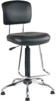 Office Star DC420V Chrome Finish Economical Chair with Teardrop Footrest, Thick padded vinyl seat and back, One touch pneumatic seat height adjustment, 360° swivel, Fixed teardrop footrest, 26 - 36" Height Adjustment, 18" W x 18" D x 3" T Seat Size, 15" W x 12" H x 1.5" T Back Size (DC-420V DC 420V) 