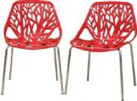 Wholesale Interiors DC-451-RED Dining Chair Red Plastic, One-of-a-kind sapling cut-out design makes for a great conversation starter, Sturdy molded plastic and steel construction in chrome finish ensures years of dependable use, Legs with black plastic non-marking feet provide stability and protect sensitive flooring, 18.5" Seat Height, 15.5" Seat Depth, 19" Seat Width, Set includes two chairs, UPC 847321002548 (DC451RED DC-451-RED DC 451 RED DC451 DC-451 DC 451) 