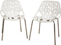 Wholesale Interiors DC-451-WHITE Dining Chair Plastic, One-of-a-kind sapling cut-out design makes for a great conversation starter, Sturdy molded plastic and steel construction in chrome finish ensures years of dependable use, Legs with black plastic non-marking feet provide stability and protect sensitive flooring, 18.5" Seat Height, 15.5" Seat Depth, 19" Seat Width, Set includes two chairs, UPC 878445009786 (DC451WHITE DC-451-WHITE DC 451 WHITE DC451 DC-451 DC 451) 