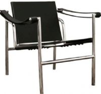 Wholesale Interiors DC-501 Baxton Studio Peri Mid-Century Modern Black Leather Accent Chair, Modern Accent Chair, Mid-century inspired design, Black bonded leather straps, Steel frame, Bungee cord supports, Rotating backrest, Black non-marking feet, 17.5"W x 15"D x 15.25"H Seat, 23" Arm Height, UPC 847321000131 (DC501 DC-501 DC 501) 