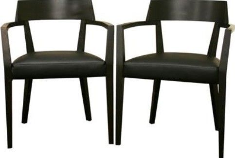 Wholesale Interiors DC-587-DRK-BRN Baxton Studio Laine Wenge Wood and Faux Leather Modern Dining Chair, Black top quality faux leather makes cleaning a breeze, Polyurethane foam seat cushion makes dining more comfortable, Wooden construction ensures years of dependable use, 18