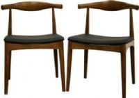 Wholesale Interiors DC-593 Sonore Solid Wood Mid-Century Style Dining Chair, Modern dining chair with mid-century flair, Solid wood frame, Walnut-like stain finish, Polyurethane foam seat padding, Black faux leather upholstery, Opaque plastic non-marking feet, Sold as a set of two, 18.5" Seat Height, 16" Seat Depth, 21" Seat Width, UPC 878445009793 (DC593 DC-593 DC 593) 