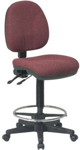 Office Star DC940-20 Model DC940 Work Smart Deluxe Ergonomic Drafting Chair with Seat and Back Angle Adjustments, Burgundy, Contour Seat and Back with Built-in Lumbar Support, Pneumatic Seat Height Adjustment, Back Height Adjustment, Seat and Back Angle Adjustment, Adjustable Foot Rest, Heavy Duty Nylon Base with Dual Wheel Carpet Casters (DC94020 DC940 DC 940 DC-940)