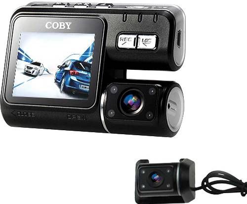 Coby DCHDG-203 Car Dash Cam with GPS Logger, 1080p Full HD Resolution, Has Both Front & Inside Cameras with Wide-angle Lenses, LED Night Vision, Adjustable Recording Angle, 2.0