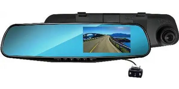 Coby DCHDM-306 Rear View Mirror 1080p Dash Cam Front & Backup with DVR, 1080p Full HD Dash Cam, G-Sensors, Built-In GPS Logger, 4.3