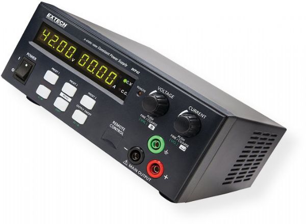 Extech DCP42 Switching 160W Power Supply; Constantly calculates and adjusts the Voltage and Current limit points according to available maximum power 160W; At maximum current 10A, voltage is limited to 16V; At maximum voltage 42V, current is limited to 3.8A; Dual action rotary encoder control with push knob for fine and coarse tuning; UPC: 793950384213 (EXTECHDCP42 EXTECH DCP42 POWER SUPPLY)