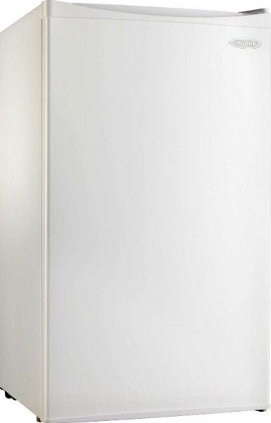 Danby DCR033A1WDB Compact Refrigerator, 3.3 cu. ft. Total Capacity, 3 No. of Shelves, 3 No. of Door Bins, Manual Defrost, Full Refrigerator Style, Compact Size, Right Hinge Side, Smooth Door Finish, Wire Shelves, Slide-out Shelves, Gallon Door Storage, Child Lock, Can Dispenser,  White Finish,  UPC 067638906210 (DCR 033A1 WDB  DCR033A1WDB  DCR-033A1-WDB)