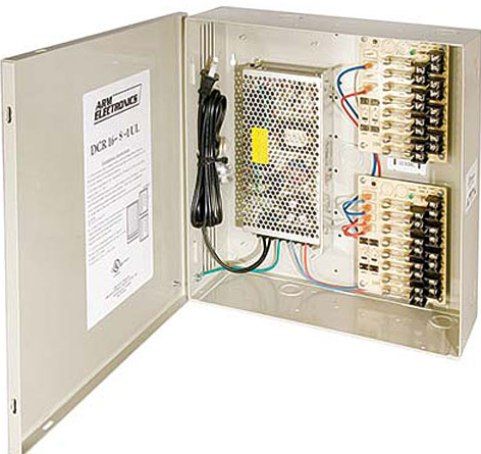 ARM Electronics DCR481UL Power Supply, 4 Camera, 8 Amp output, Removable glass fuses, Meets Class II requirements, UL Listed (DCR 481UL DCR-481UL DCR481 UL DCR481-UL)