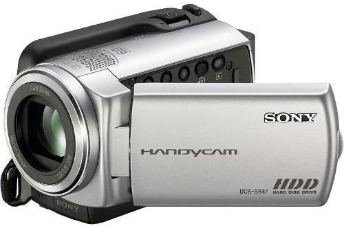 Sony DCR-SR47/E Handycam Camcorder with 60GB Hard Disk Drive, Silver, 60X Optical / 2000X Digital Zoom, 2.7 wide touch panel LCD display (123k pixels), Carl Zeiss Vario-Tessar lens with SteadyShot image stabilization, Hybrid Recording to HDD or Memory Stick Duo media, 1/8 Advanced HAD CCD Imager (DCRSR47E DCR-SR47E DCR-SR47 DCRSR47)