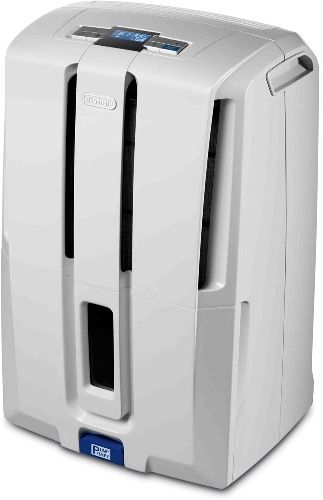 DeLonghi DD50P Air Treatment 50-Pint E-Star Dehumidifier, White, 7.0-liter tank capacity, Passively through the 3' hose included, Worry-Free Pump Function, LCD Electronics Controls, Visible Water Level, Electronic Climatic Control with LCD Display, Tank Control System with Alarm, Can Be Easily Moved by Caster Wheels and Handles, UPC 044387010504 (DD-50P DD 50P DD50-P DD50)